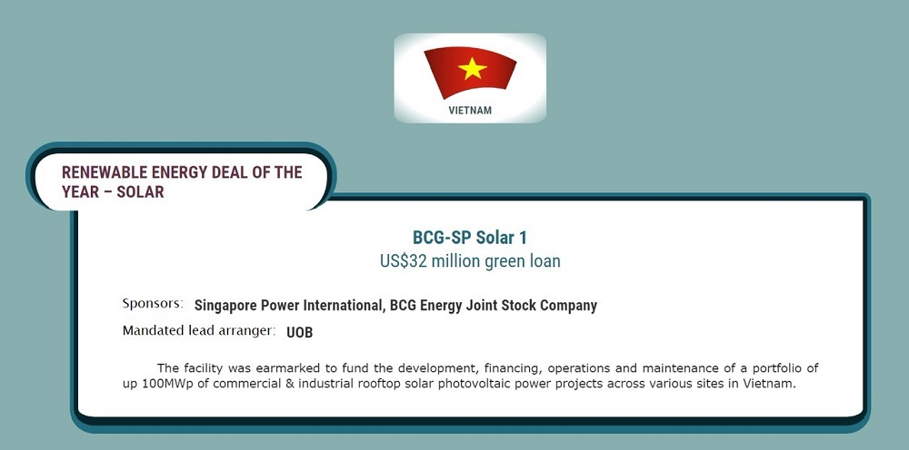 The Asset vinh danh thương vụ giải ngân 31,5 triệu USD cho BCG – SP Solar 1